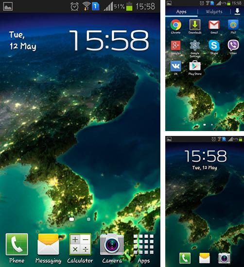 Kostenloses Android-Live Wallpaper Erd-Satelit. Vollversion der Android-apk-App Earth satellite für Tablets und Telefone.