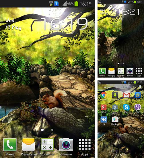 Додатково до живої шпалери Кот джентльмен для Android телефонів та планшетів, Ви можете також безкоштовно скачати Fantasy forest 3D.