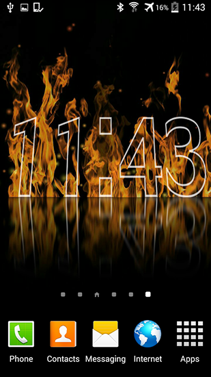 Fire clock für Android spielen. Live Wallpaper Feueruhr kostenloser Download.