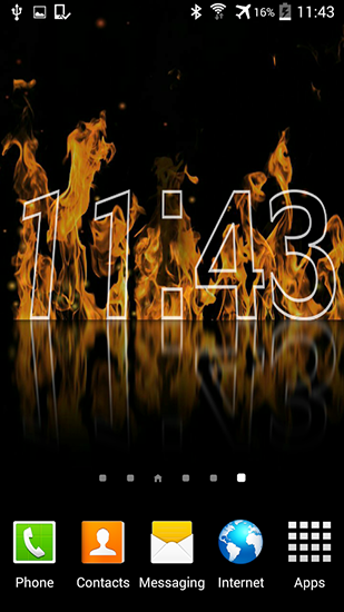 Screenshots of the Fire clock for Android tablet, phone.