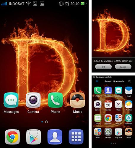 Дополнительно к живым обоям на Андроид телефоны и планшеты Осенние цветы, вы можете также бесплатно скачать заставку Fire letter 3D.