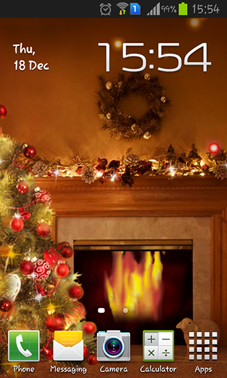 Fireplace New Year 2015 - бесплатно скачать живые обои на Андроид телефон или планшет.