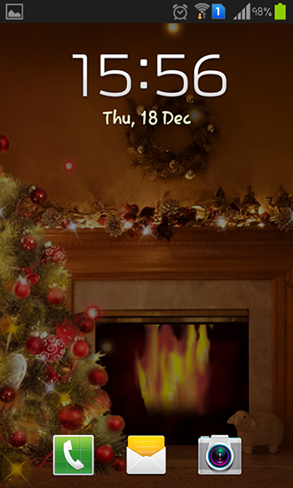 Скриншот Fireplace New Year 2015. Скачать живые обои на Андроид планшеты и телефоны.