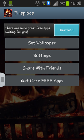 Papeis de parede animados Vídeo lareira HD para Android. Papeis de parede animados Fireplace video HD para download gratuito.