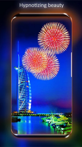 Скріншот Fireworks by Live Wallpapers HD. Скачати живі шпалери на Андроїд планшети і телефони.