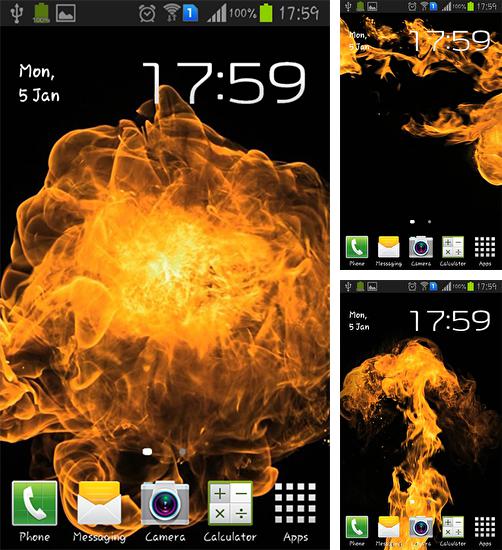 Kostenloses Android-Live Wallpaper Explosion der Flammen. Vollversion der Android-apk-App Flames explosion für Tablets und Telefone.