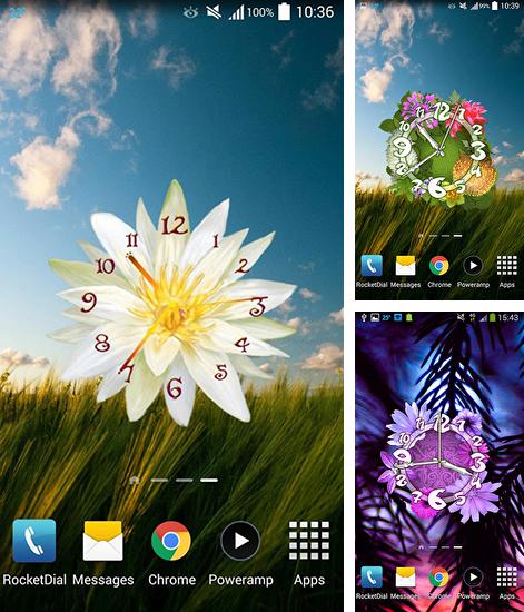 Descarga gratuita fondos de pantalla animados Relojes de flores  para Android. Consigue la versión completa de la aplicación apk de Flower clock para tabletas y teléfonos Android.