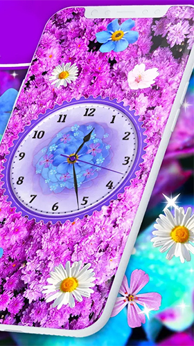 Flowers analog clock - бесплатно скачать живые обои на Андроид телефон или планшет.