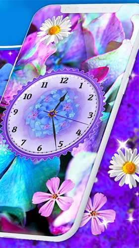 Flowers analog clock für Android spielen. Live Wallpaper Blumen Analoguhr kostenloser Download.
