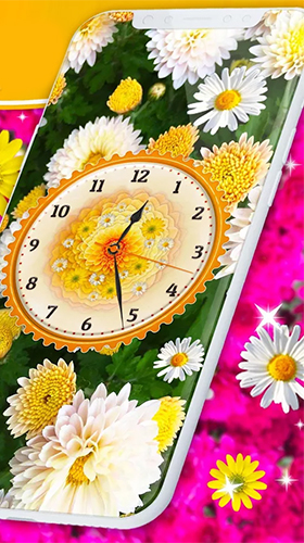 Écrans de Flowers analog clock pour tablette et téléphone Android.