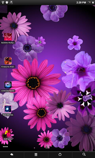 Screenshots of the Flowers live wallpaper for Android tablet, phone.