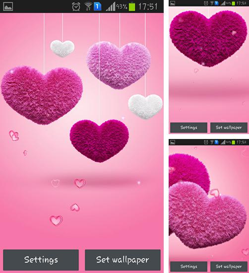 Fluffy hearts - бесплатно скачать живые обои на Андроид телефон или планшет.