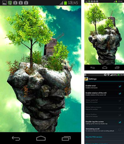 Kostenloses Android-Live Wallpaper Fliegende Insel 3D. Vollversion der Android-apk-App Fly island 3D für Tablets und Telefone.