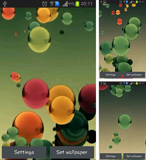 Дополнительно к живым обоям на Андроид телефоны и планшеты Настоящая трава, вы можете также бесплатно скачать заставку Flying colored balls.