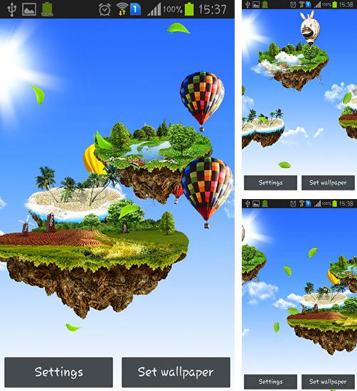 Kostenloses Android-Live Wallpaper Fliegende Inseln. Vollversion der Android-apk-App Flying islands für Tablets und Telefone.