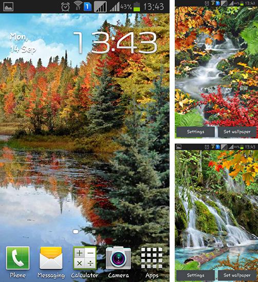 Kostenloses Android-Live Wallpaper Wald, Wasserfall, See. Vollversion der Android-apk-App Forest, waterfall, lake für Tablets und Telefone.