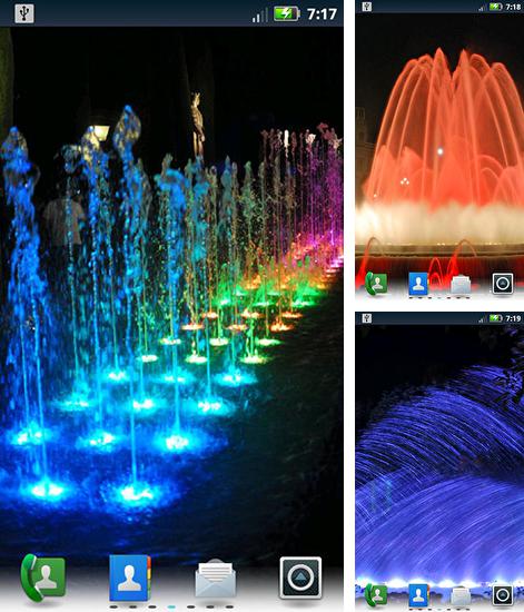 Дополнительно к живым обоям на Андроид телефоны и планшеты Зимний шар 3D, вы можете также бесплатно скачать заставку Fountains.