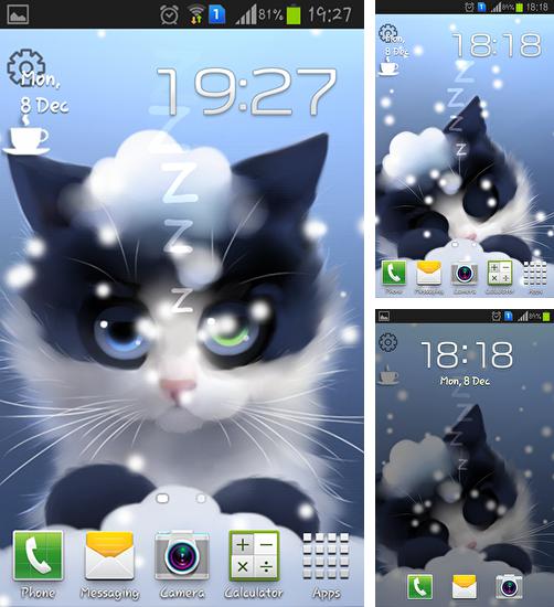 Kostenloses Android-Live Wallpaper Frosty das Kätzchen. Vollversion der Android-apk-App Frosty the kitten für Tablets und Telefone.