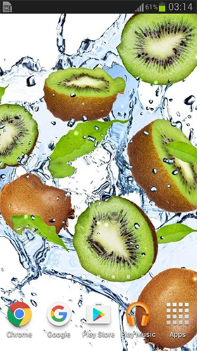 Fruits in the water für Android spielen. Live Wallpaper Früchte im Wasser kostenloser Download.