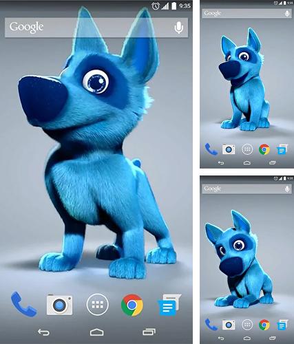 Kostenloses Android-Live Wallpaper Lustiger Blauer Hund. Vollversion der Android-apk-App Funny blue dog für Tablets und Telefone.
