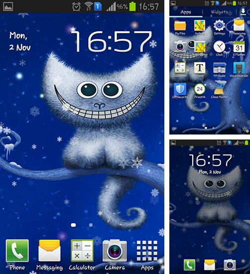 Funny Christmas kitten and his smile - бесплатно скачать живые обои на Андроид телефон или планшет.