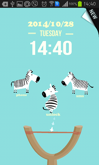Écrans de Funny zebra pour tablette et téléphone Android.