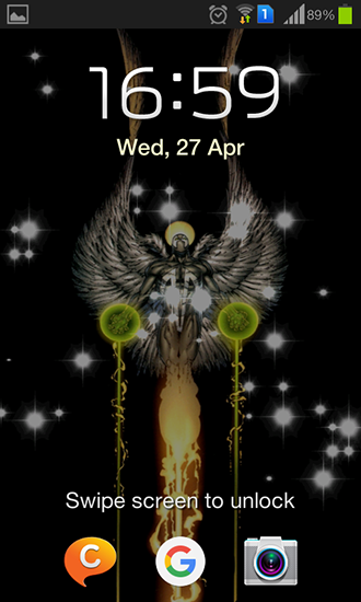 Écrans de Glitter angel pour tablette et téléphone Android.