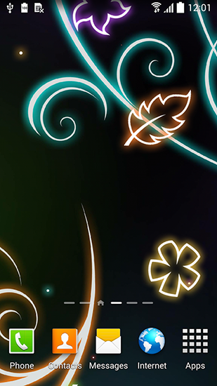 Écrans de Glowing flowers pour tablette et téléphone Android.