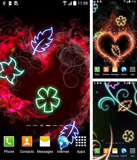 Zusätzlich zum Live Wallpaper Plasma für Android Mobiltelefone und Tablets, können Sie auch Glowing flowers, Leuchtende Blumen kostenlos herunterladen.