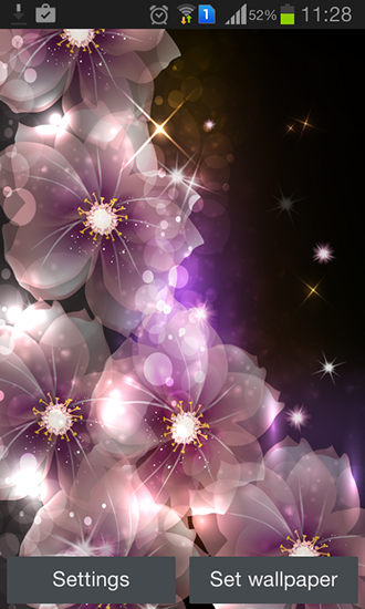 Kostenloses Android-Live Wallpaper Leuchtende Blumen. Vollversion der Android-apk-App Glowing flowers by Creative factory wallpapers für Tablets und Telefone.