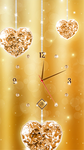 Gold and diamond clock - бесплатно скачать живые обои на Андроид телефон или планшет.