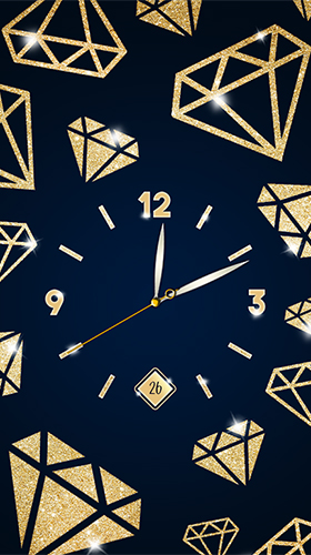 Gold and diamond clock - скачати безкоштовно живі шпалери для Андроїд на робочий стіл.