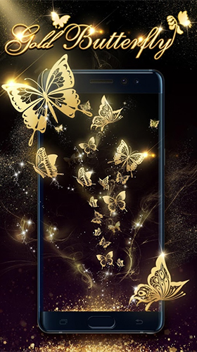 Gold butterfly - бесплатно скачать живые обои на Андроид телефон или планшет.