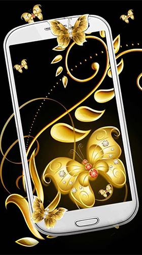 Скриншот Gold butterfly. Скачать живые обои на Андроид планшеты и телефоны.