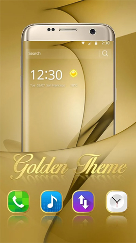 Android タブレット、携帯電話用Samsung Galaxy S8 Plus向けのゴールド・テーマのスクリーンショット。