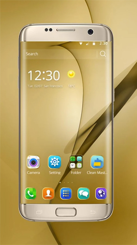 Android タブレット、携帯電話用Samsung Galaxy S8 Plus向けのゴールド・テーマのスクリーンショット。