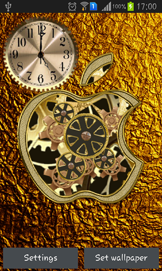Golden apple clock live wallpaper for Android. Golden apple clock free  download for tablet and phone.