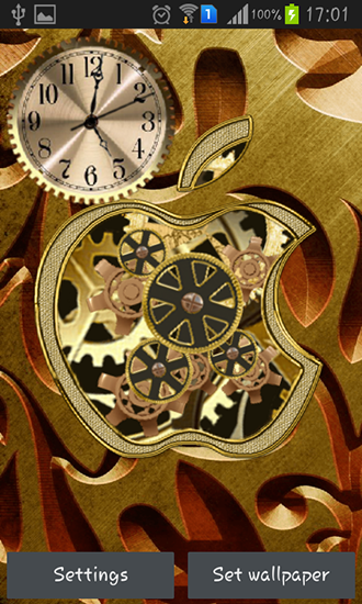 Golden apple clock für Android spielen. Live Wallpaper Goldene Apple Uhr kostenloser Download.