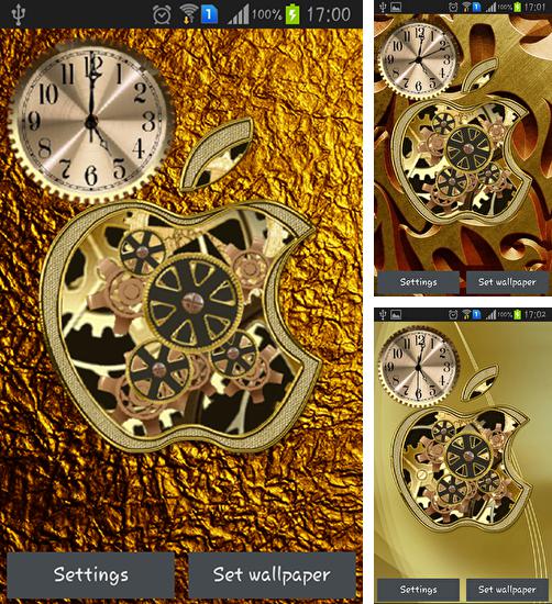 Kostenloses Android-Live Wallpaper Goldene Apple Uhr. Vollversion der Android-apk-App Golden apple clock für Tablets und Telefone.