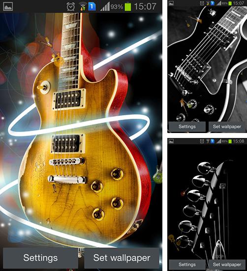 Kostenloses Android-Live Wallpaper Gitarre. Vollversion der Android-apk-App Guitar by Happy live wallpapers für Tablets und Telefone.