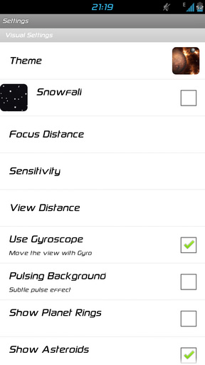 Screenshots do Gyrospace 3D para tablet e celular Android.