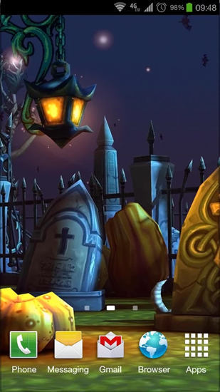 Papeis de parede animados Cemitério de Dia das Bruxas para Android. Papeis de parede animados Halloween Cemetery para download gratuito.