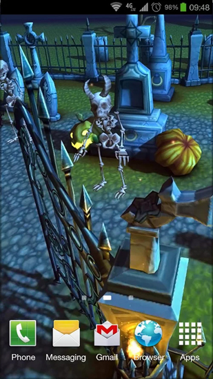 Halloween Cemetery - скриншоты живых обоев для Android.