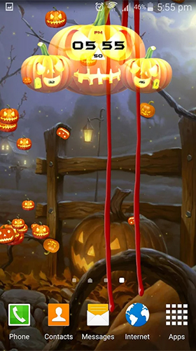 Papeis de parede animados Dia das Bruxas: Relógio para Android. Papeis de parede animados Halloween: Clock para download gratuito.