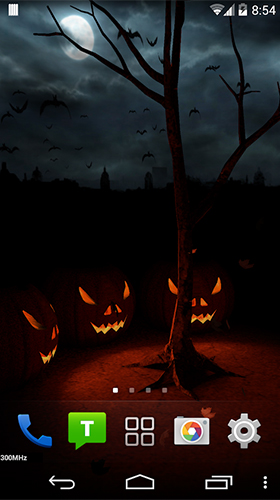 Papeis de parede animados Noite do Dia das Bruxas 3D para Android. Papeis de parede animados Halloween evening 3D para download gratuito.