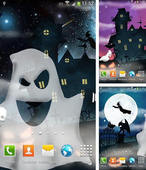 Дополнительно к живым обоям на Андроид телефоны и планшеты Рождественские животные, вы можете также бесплатно скачать заставку Halloween night.