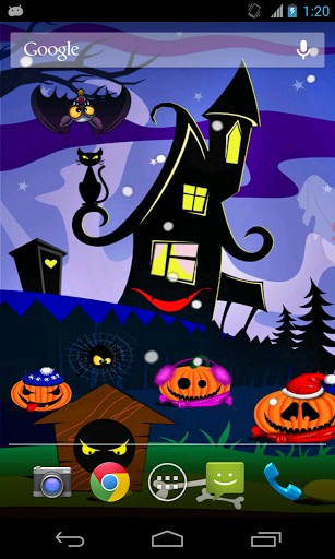 Screenshots of the Halloween pumpkins for Android tablet, phone.