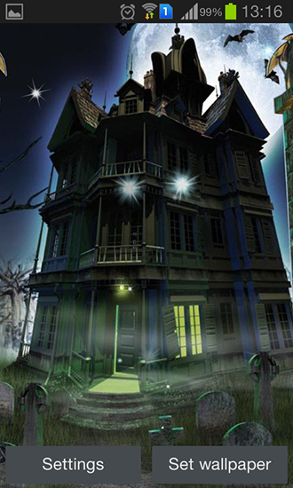 Fondos de pantalla animados a Haunted house para Android. Descarga gratuita fondos de pantalla animados Casa con fantasmas .