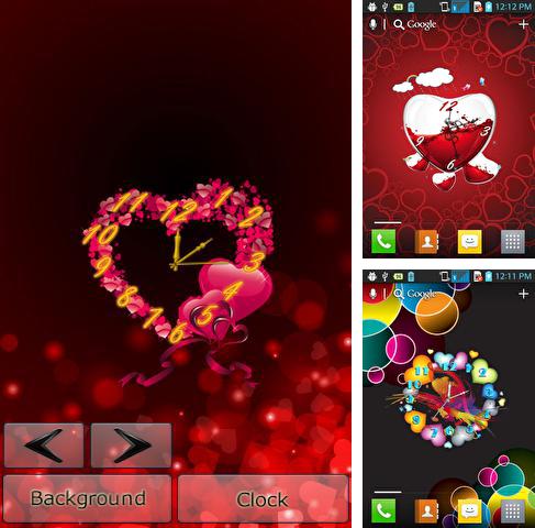 Kostenloses Android-Live Wallpaper Herzuhr. Vollversion der Android-apk-App Heart clock für Tablets und Telefone.