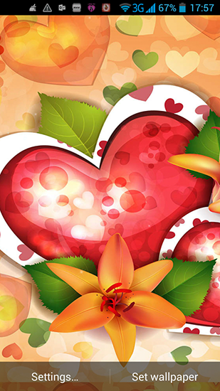 Papeis de parede animados Corações de amor para Android. Papeis de parede animados Hearts of love para download gratuito.
